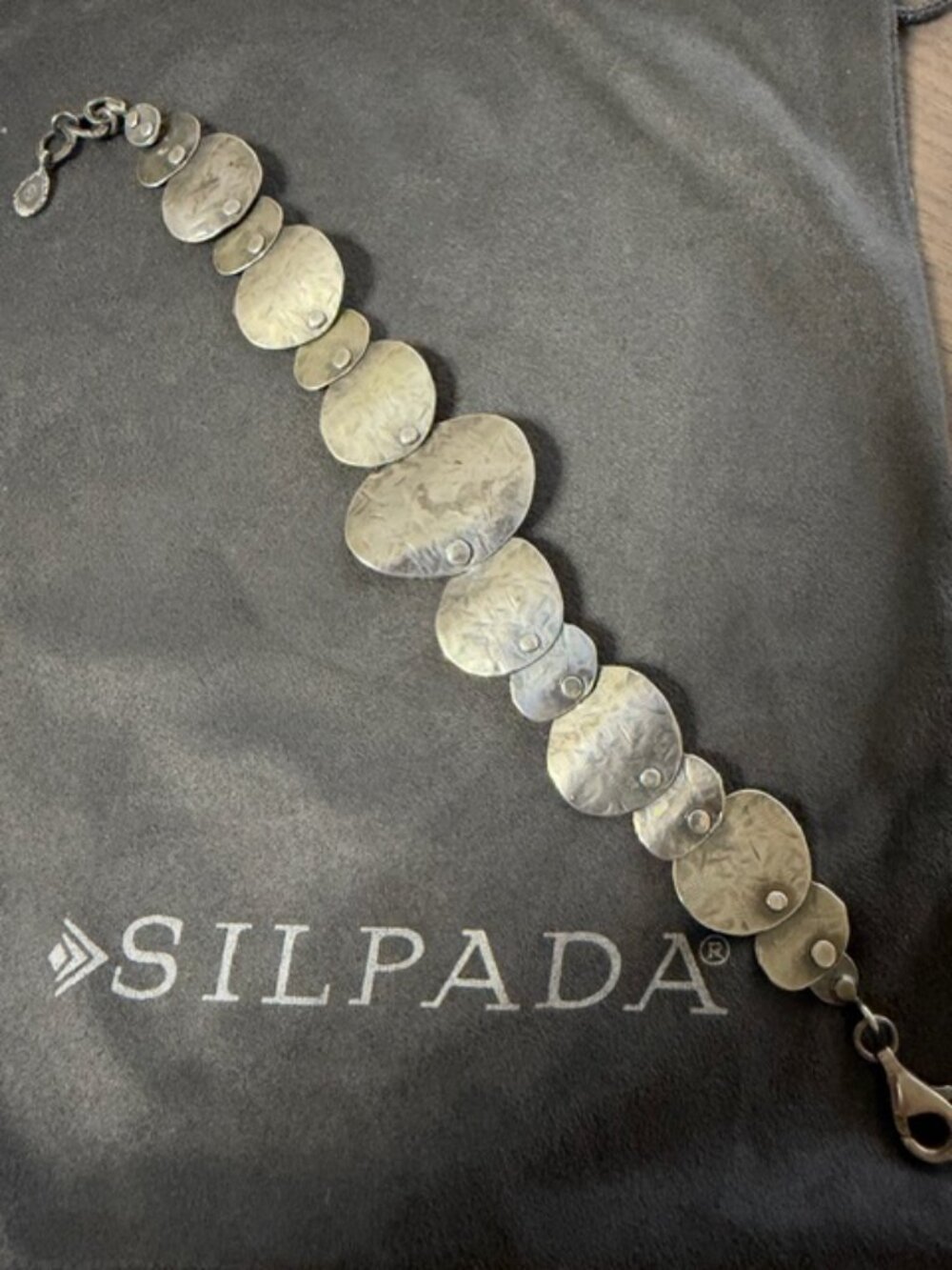 Silpada Sterling Silver Hammered Disc Bracelet – Retired